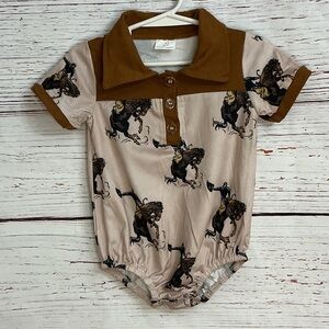 Boutique Baby Western Rodeo Romper Cowboy Print